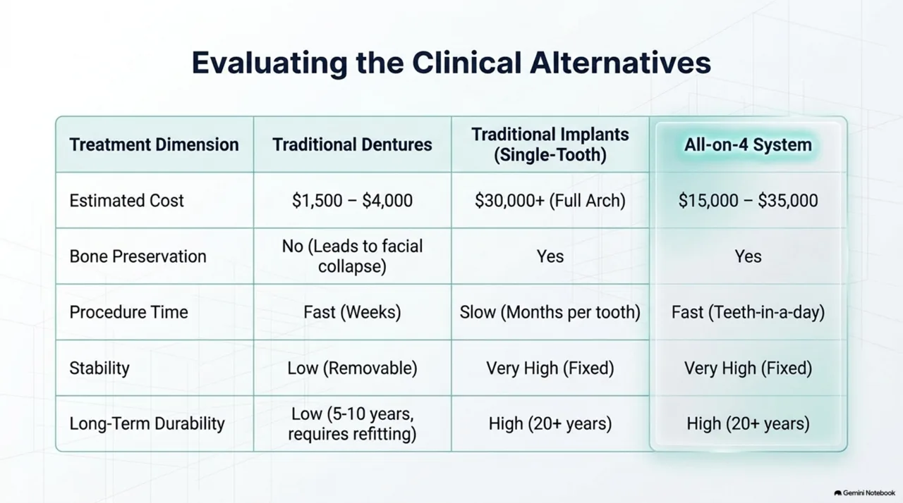 Slide 4: Decision flowchart mapping structural requirements to implant solutions