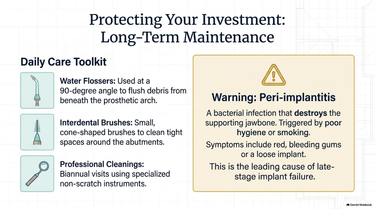 Slide 13: Phase 3 — permanent restoration months 3-6, abutment and final teeth