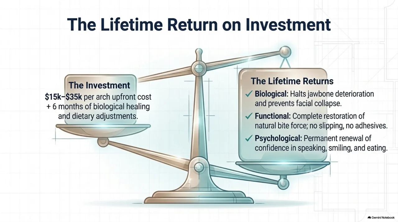 Slide 14: Long-term maintenance — water flossers and interdental brushes against peri-implantitis