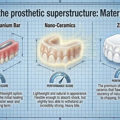 Acrylic, Nano-Ceramic, or Zirconia? Choosing Your Prosthetic Superstructure